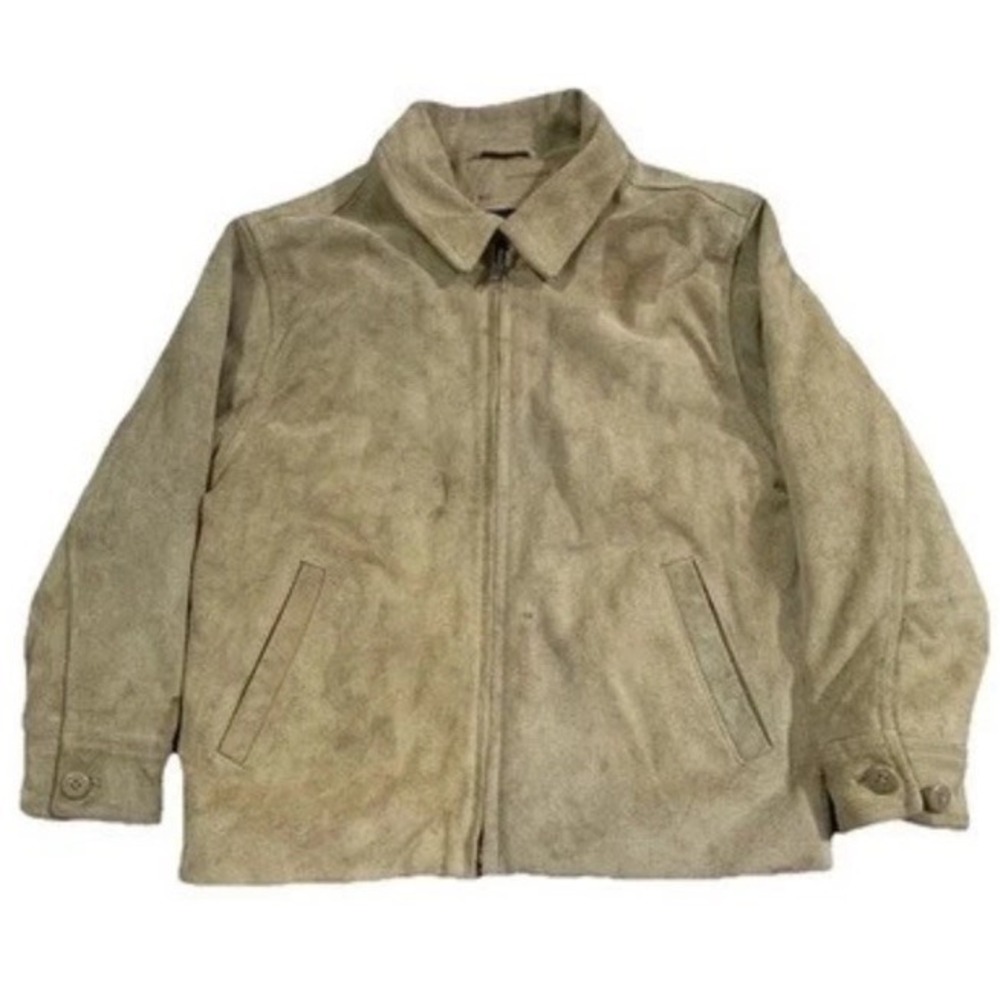 VTG GAP‎ S (5-6) Kids Jacket 100% Cow Suede Harrington Camel Brown Pockets
